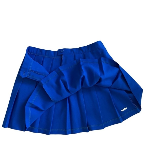 Vintage HEAD Solid ROYAL BLUE pleated mini skirt Medium BALLETCORE Barbicore - Picture 15 of 16